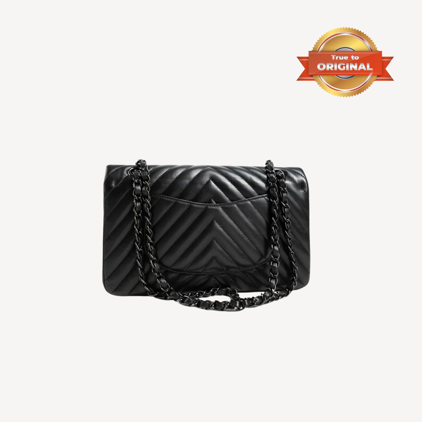 [True-to-ORIGINAL] Chanel Chevron Classic Handbag Black For Women 10.2in/26cm
